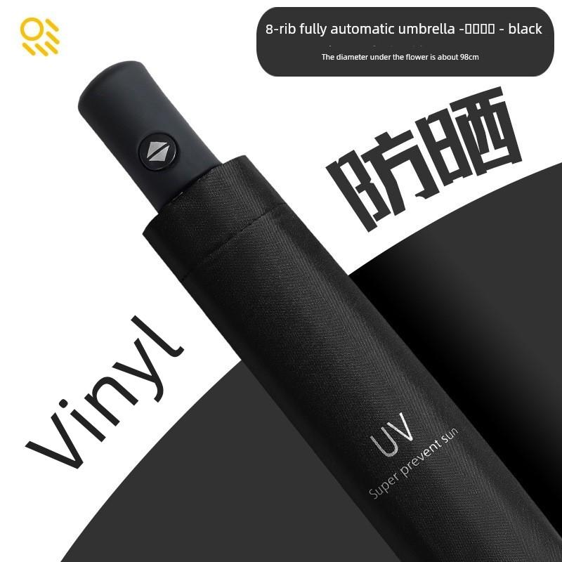 Automatic Gradient Color Umbrella for Women, Sun Protection and Uv Protection Dual-Purpose Black-Coated Umbrella for Men, Large Umbrella