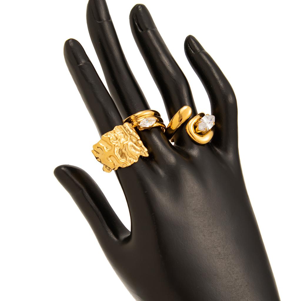 Vintage Gold Color Geometric Rings Trendy Finger Jewelry Hollow Out Adjustable Ring Set for Women Men Retro Boho Fashion Party Gift