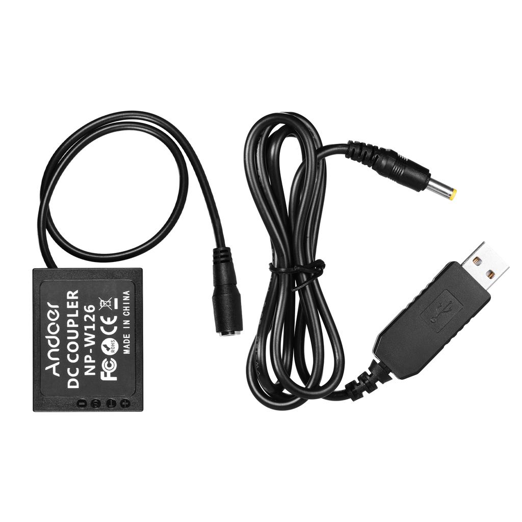 5V USB To NP-W126 Dummy Battery Pack DC Coupler Adapter Compatible with Fuji Cameras