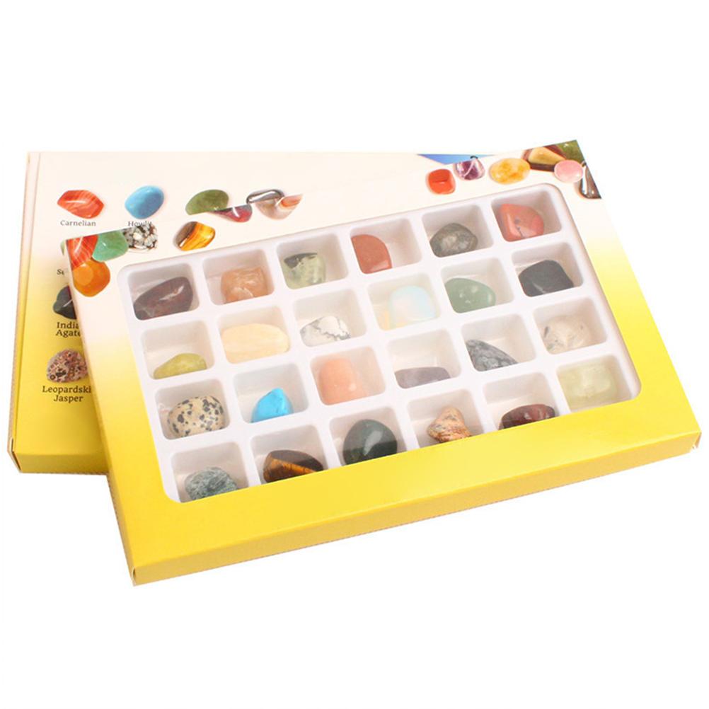 Natural Original Stone Storage Gift Box 24 Kinds of Ore Crystal Rocks Collection Gift for Kids Geology Enthusiast