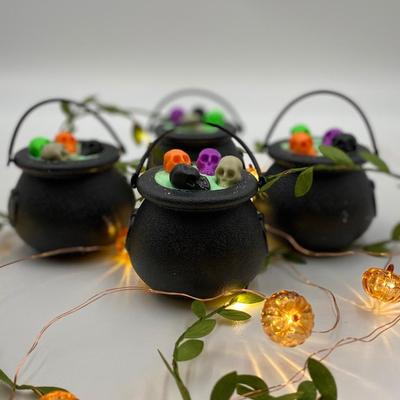Mini pote de doces preto pote de bruxa balde de doces infantil mini lata de açúcar portátil doces ou travessuras adereços decorativos de Halloween