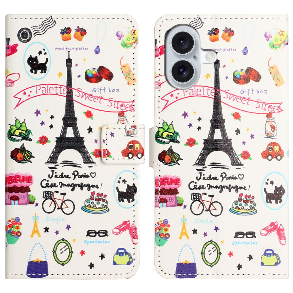 For iPhone 16 Plus Wallet Case Pattern Print PU Leather Flip Phone Cover