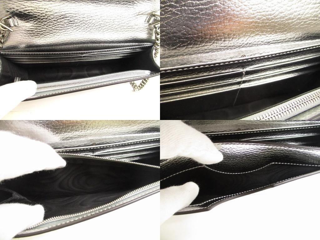 Authentische GUCCI GG Marmont Geldbörse mit Kette Silbernes Leder H/W Umhängetasche Tasche #b053 Vom Verkäufer überholt
