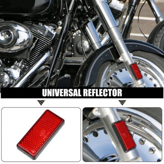 6 Pcs Motorcycle Rectangular Stick-On Safety Spoke Reflective Reflector Red