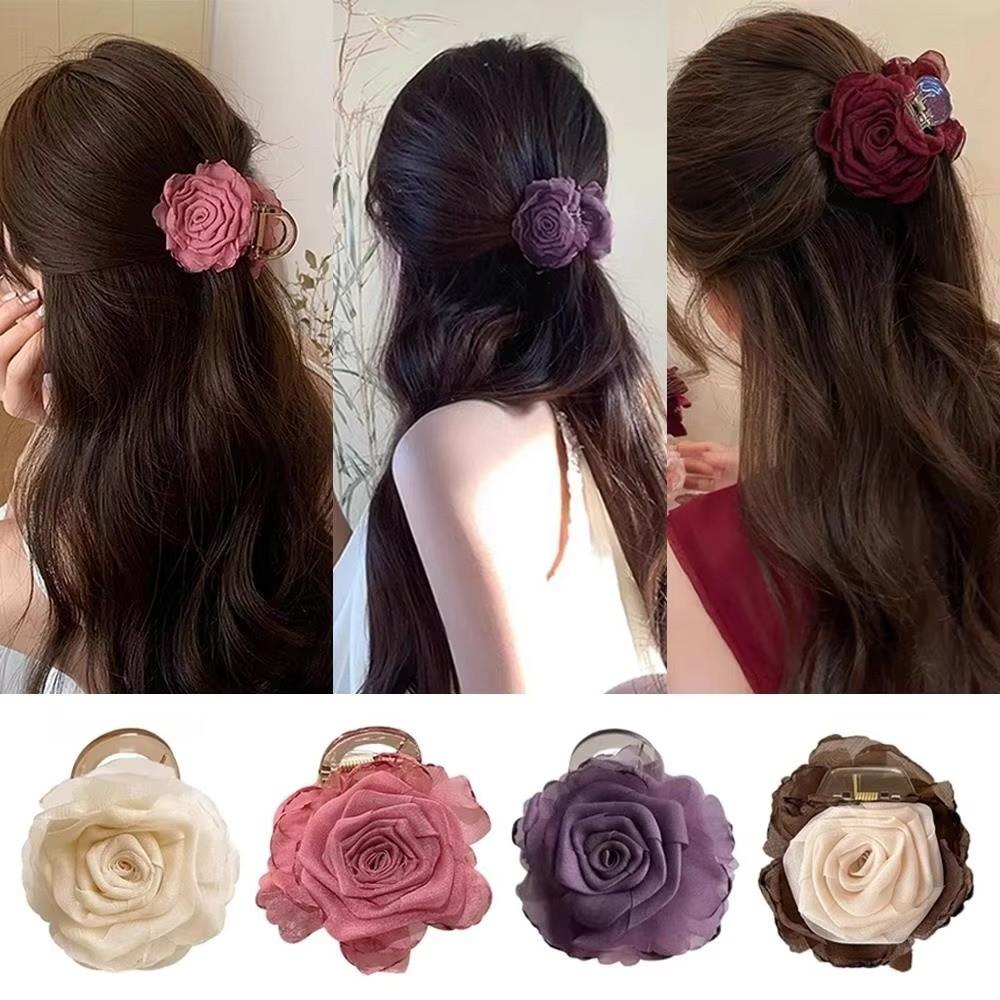 Double-Sided Hair Claw Rose Flower Floral Hairpin Sweet Hair Clip Hair Accessories