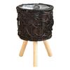 Woven Rattan Plant Stand Flower Pots Holder Stool with 3 Wood Legs Floor Planter Basket Rack for Home or Office Use