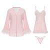 Women's Plus Size Faux Fur Mesh Cami Sleep Dress with Robe Costume Set for Summer