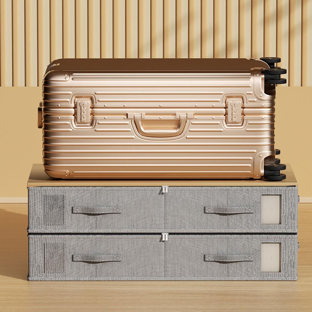 1PC/2PCS/4PCS Fabric Bed Under Storage Box With Lid Foldable Clothes Storage Box Cotton Linen Moisture-Proof Organizing Box