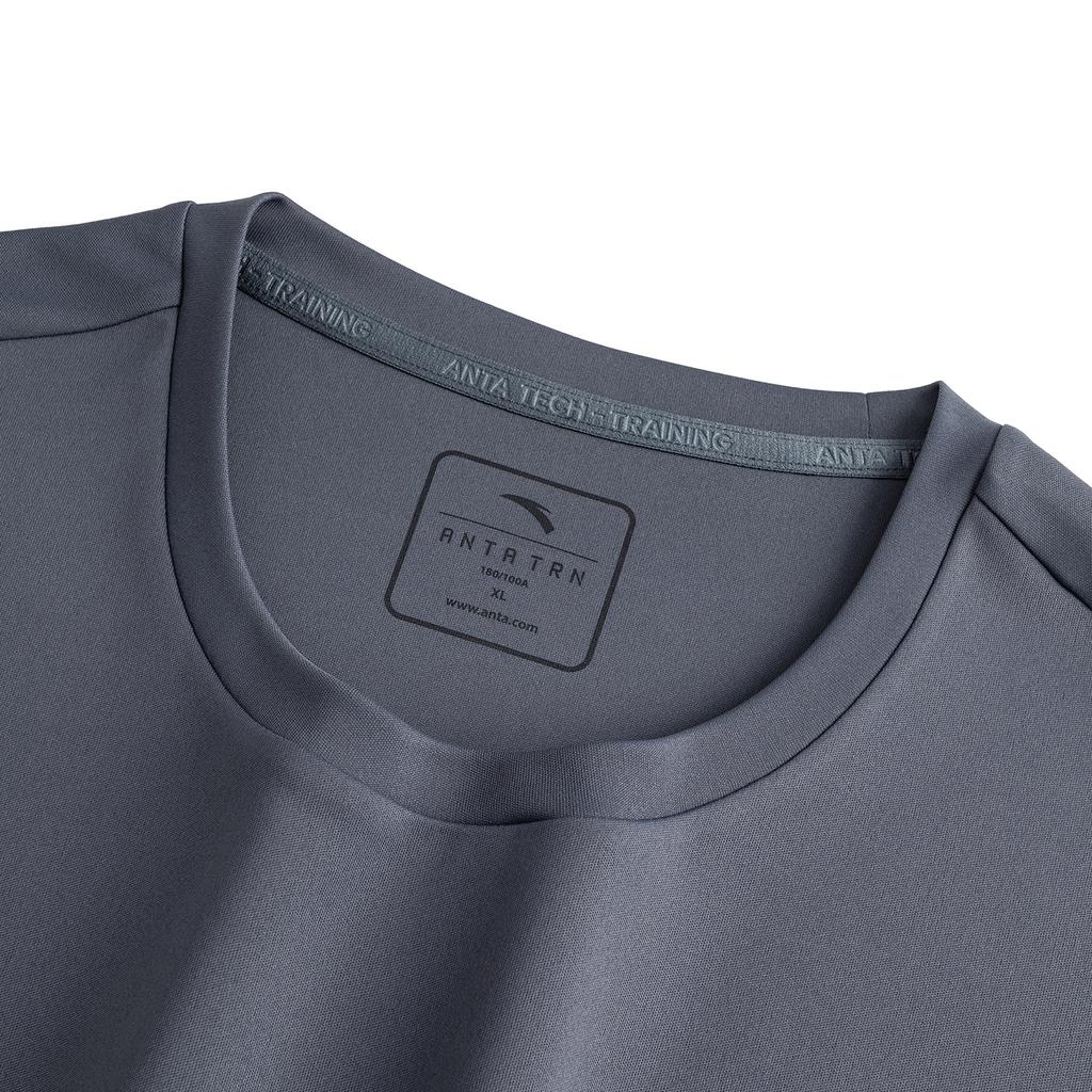 Anta Training Short Sleeve Knit Shirt Summer T-Shirt Men Tops Gray 952627101-6