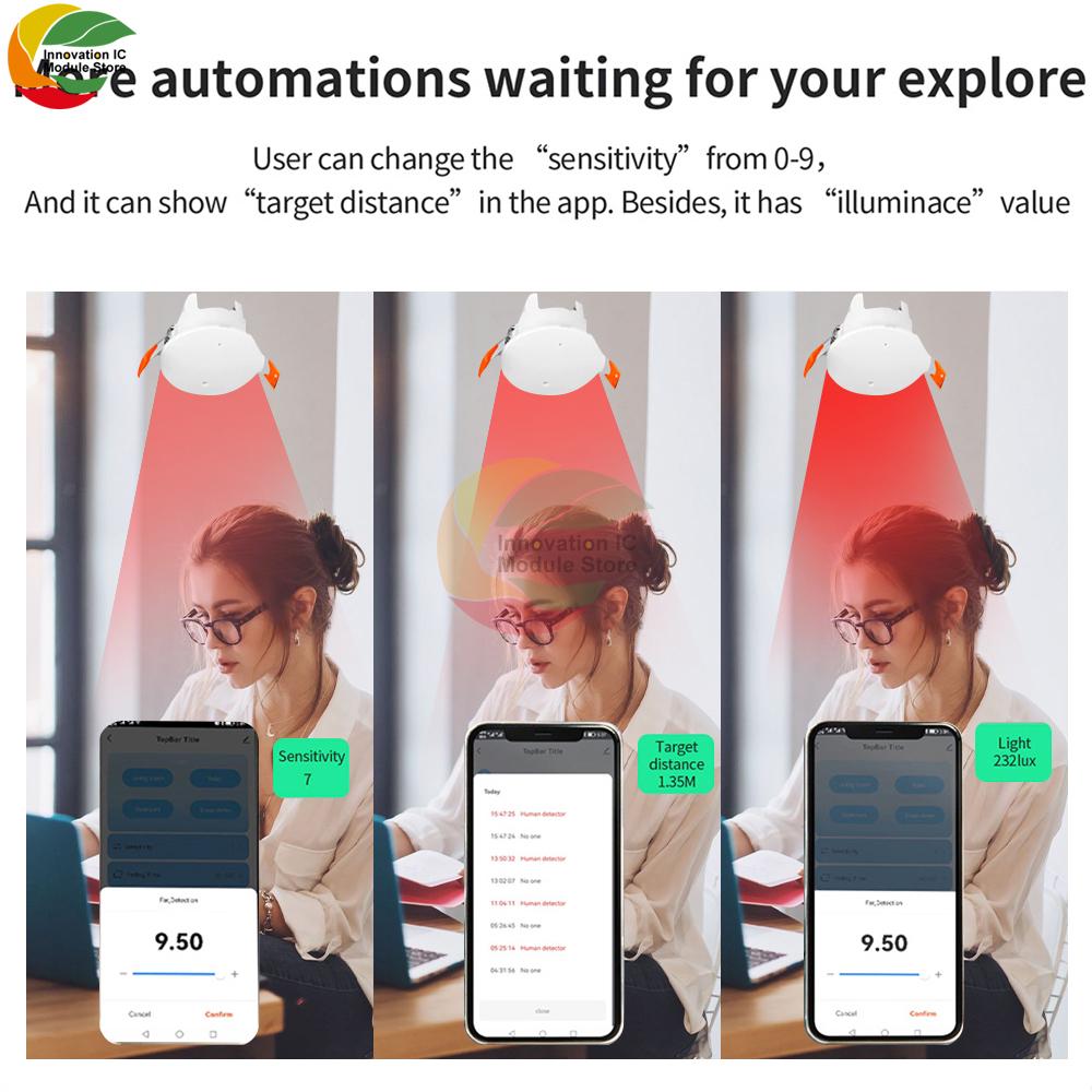Smart Life Zigbee Human Presence Detector 5.8G/24G Tuya Wifi MmWave Radar Pir Montion Sensor With Luminance Detection