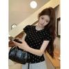 Student polka dot short-sleeved T-shirt women's summer new Korean slim and thin fashion versatile top tide