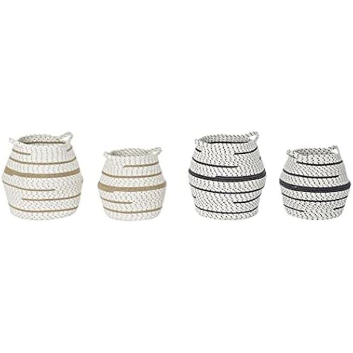 Ensemble de paniers - DKD HOME DECOR - Standard - Jute et coton - Blanc - 40 x 40 x 40 cm