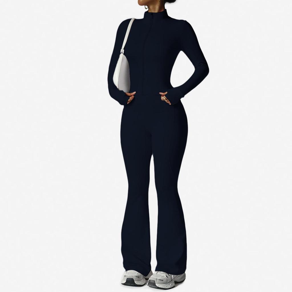 Waist-Cinching Yoga Set: Long-Sleeve Jacket & Butt-Lifting Micro-Flare Pants - Women's Sportswear for Autumn/Winter.