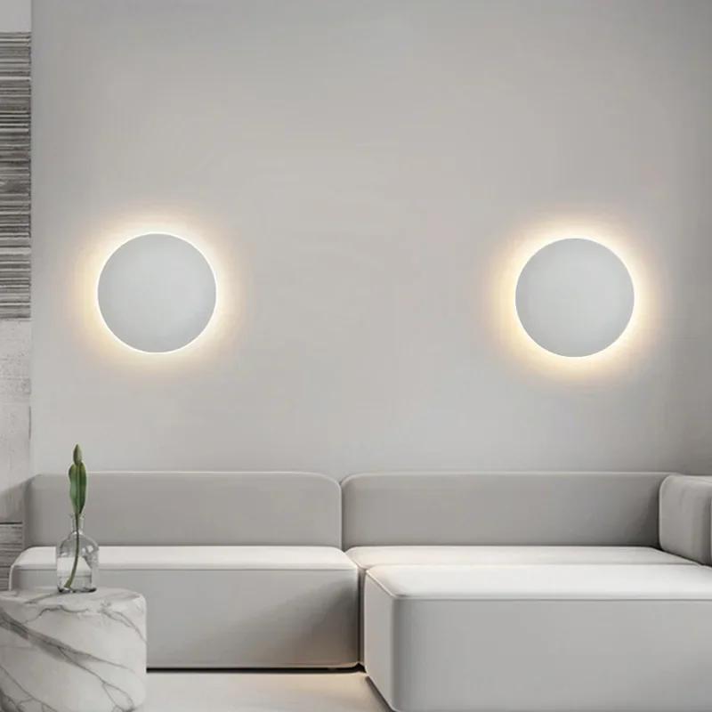 Modern minimalist wall lamp circular LED wall lamp Nordic living room background wall corridor bedroom bedside lighting fixture