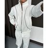 Men Women Same Fit Fall Winter Sweatshirt Set Casual Patchwork Cardigan Tracksuit Youth Fashion