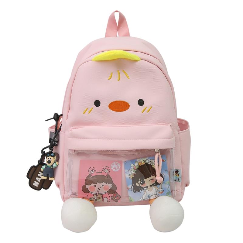 

Мультяшный рюкзак-утенок, контрастный цвет, школьный рюкзак, рюкзак большой вместимости розовый