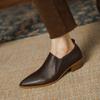 2024 New Arrival Women Pumps Retro Women Shoes Genuine Leather Slip-on Ladies Shoes Thick Heels Pointed Toe Causal Dress Shoes