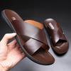 2025Summer New Men's Slippers Lightweight PU Leather Slipper Fashion Casual Beach Slippers Flat Slippers for Men Designer Slides