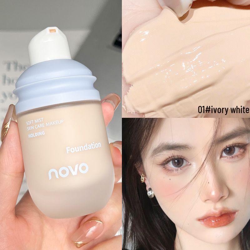 NOVO Soft Mist Long-Lasting Foundation & Concealer - Oil Control, Waterproof, Sweatproof, No Caking or Smudging, for Dry & Oily Skin.