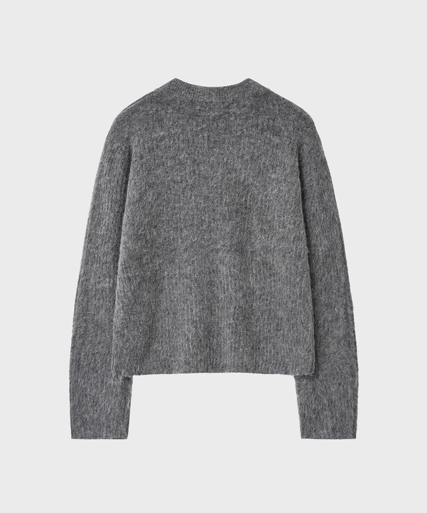 NOIRER Alpaca Boucle Ribbed Zip-Up (Grey)