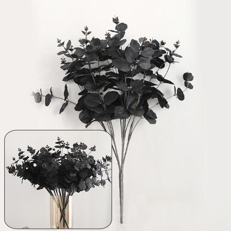 45cm Artificial Eucalyptus Fake Leaves Black Plant Leaf Flowers Home Party Decor