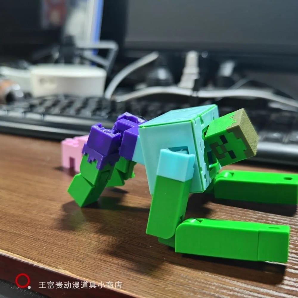 3D Printed Mutant Green Villager 13cm Articulated Action Figure with Multiple Transformations