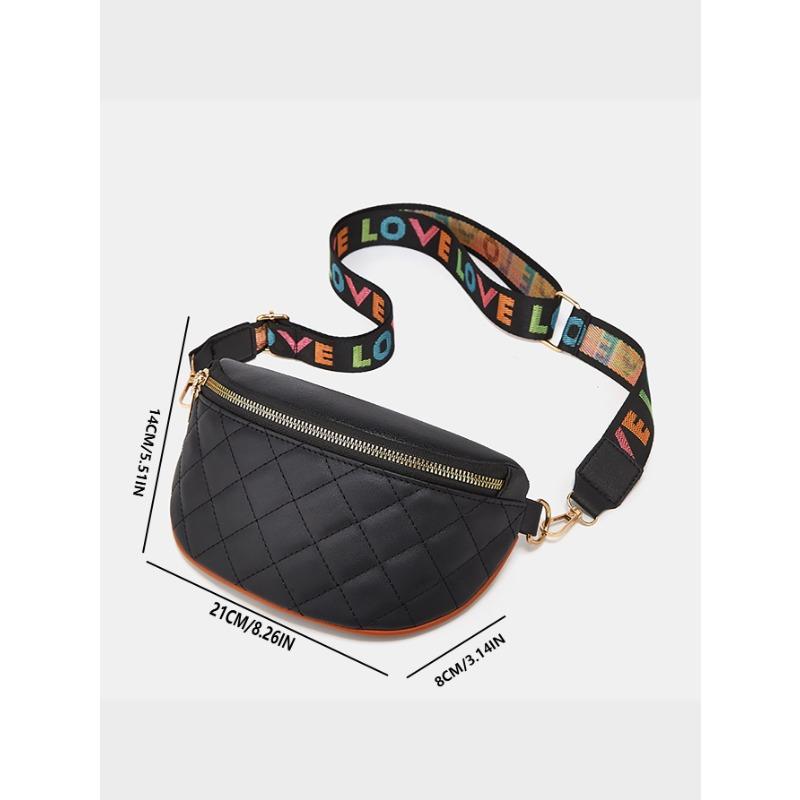 Fashion embroidered rhombus crossbody zipper fanny pack casual women's bag