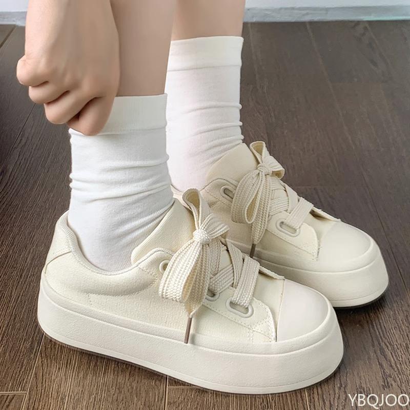 Fashion Spring Autumn New Fashionable Round Head Comfortable Cute Versatile Women's Shoes White Women's Casual Thick soled Sports Shoes