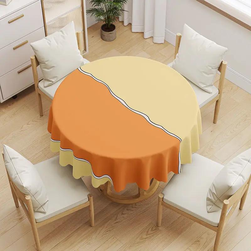 Round Coffee Tablecloth Waterproof Oil Resistant Washable PVC Tablecover Erasable Scald Resistant Minimalist Household Table Mat