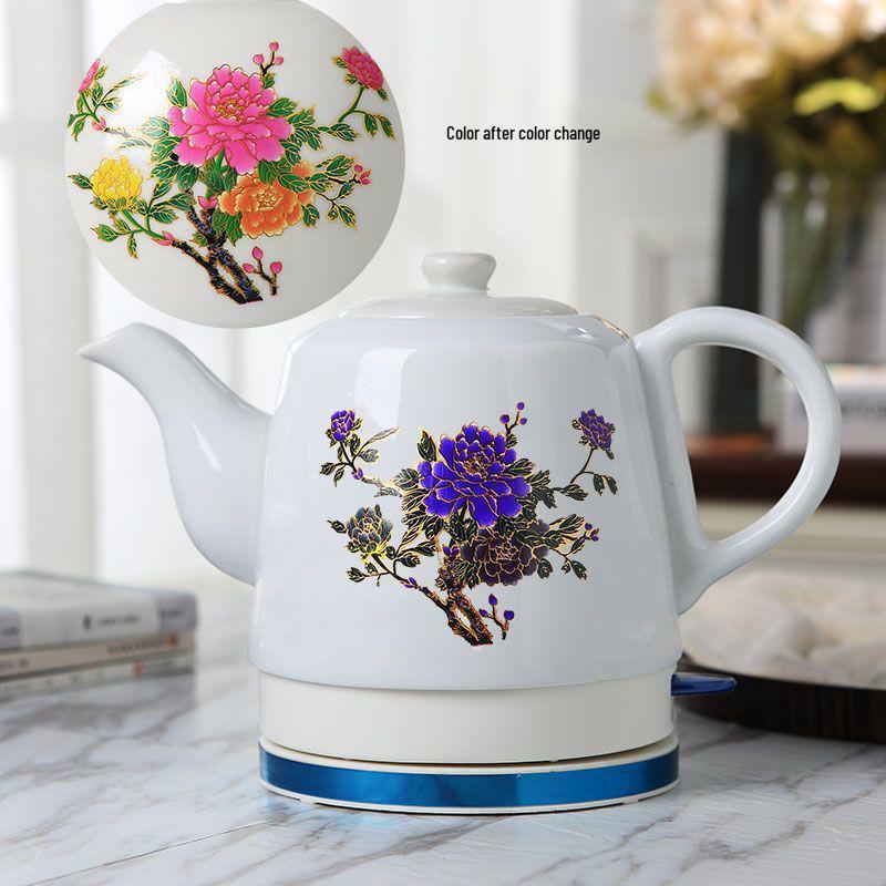 Blue & White Porcelain Electric Kettle: Large Capacity, Automatic Power-Off, Perfect for Home Tea Boiling.