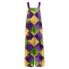 Womens Casual Overalls Jumpsuits Adjustable Straps Sleeveless Carnival Print Comfy Rompers With Pocket