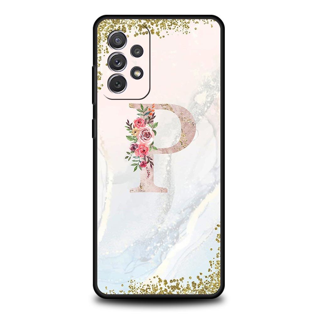 

Цветы Буква Чехол для телефона для Samsung Galaxy A17 A07 A55 A35 A25 A15 A05s A33 5G A31 A23 A21s A13 A41 A73 A53 A51 A71 A03s Обложка Samsung A55 5G