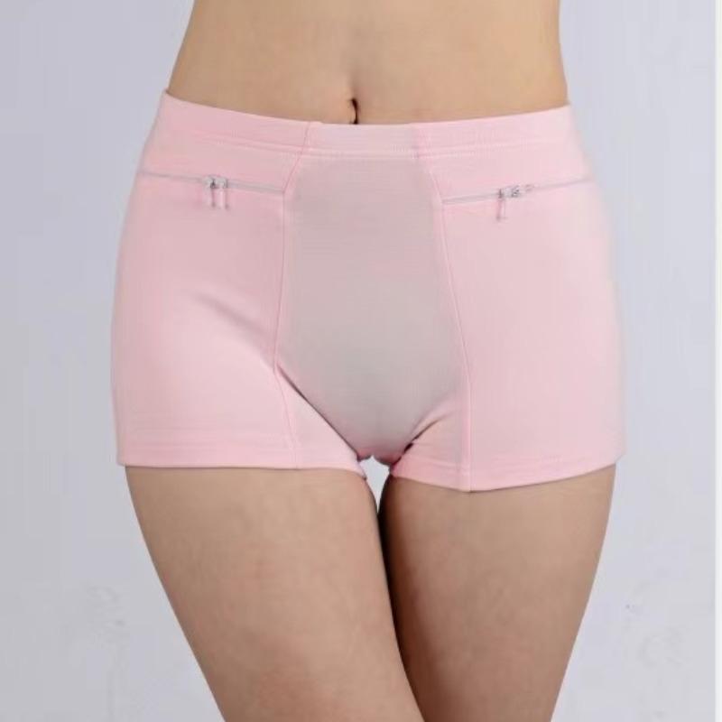 Women Cotton Panties High Waist Briefs Pockets Zipper Underwear Plus Size Underpants Simple Elderly Female Safety Shorts Pants Pants-shorts Bikinis