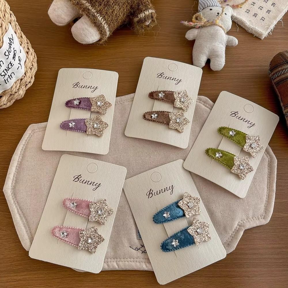 2pcs/lot Shiny Water Drop Hair Clip Water Drop Shape Bang Side Clip Velvet Hair Clip For Kids Girls