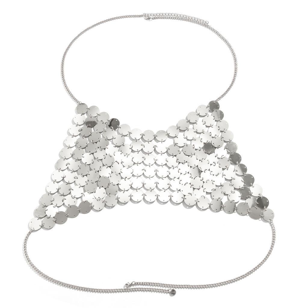 Sexy exaggerated beach bikini body wear jewelry chain, slim show sequined neck vest chest chain women