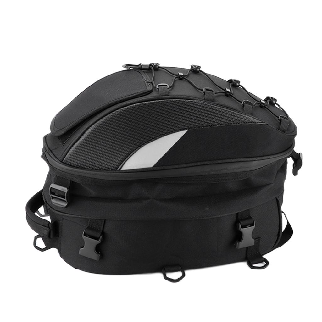 Motorcycle Rear Seat Bag Pack Waterproof Oxford Cloth HighDensity Woven Reflective Universal(White )