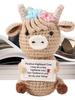 Crochet Highland Cow Doll Cute Emotional Cow Small Positive Crochet Doll Decorative Figurines
