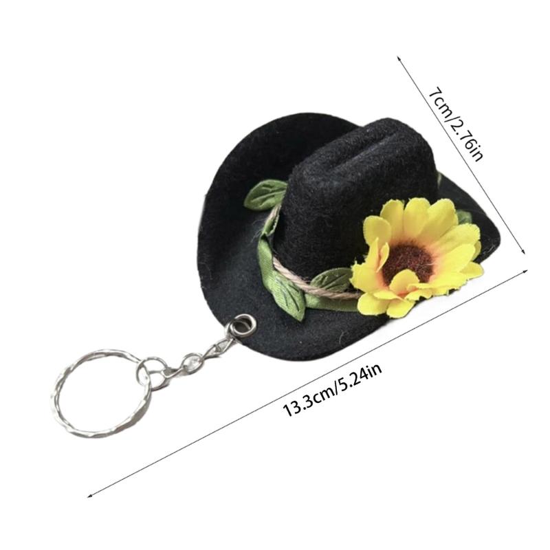 Trendy Flower Hat Key Chain Charm Versatile Hat Pendant Floral Keychain Portable Hat Pendant Keyrings Accessory