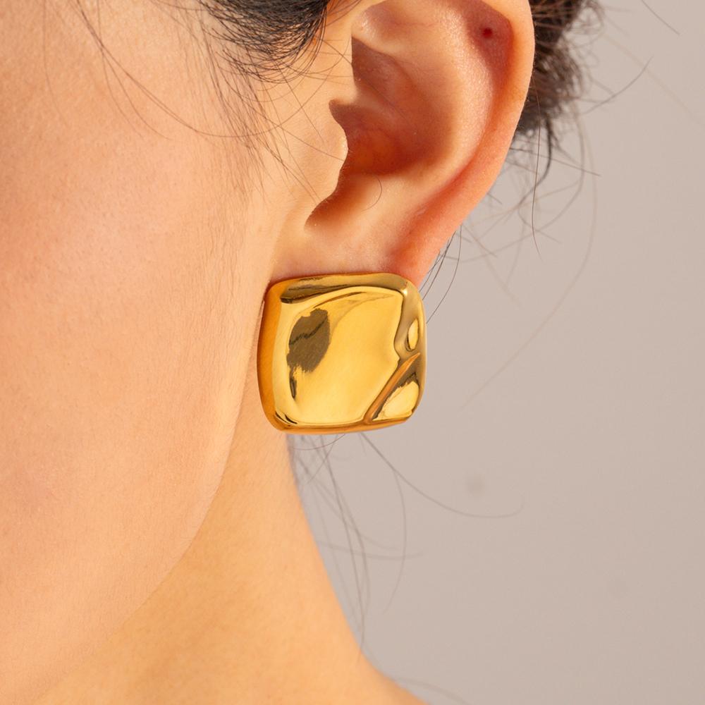 Yori Fashionable Irregular Pleated Earrings Stainless Steel Rust Proof Waterproof 18K PVD Plated New Jewelry Bijoux Gift