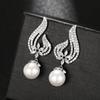 Source Angel Wings Imitation Pearl Earrings, Diamond Flower Zircon Earrings, Dinner Court Earrings
