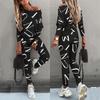 Autumn Women's Long-sleeved and Long-pants Casual Set with Letter Prints