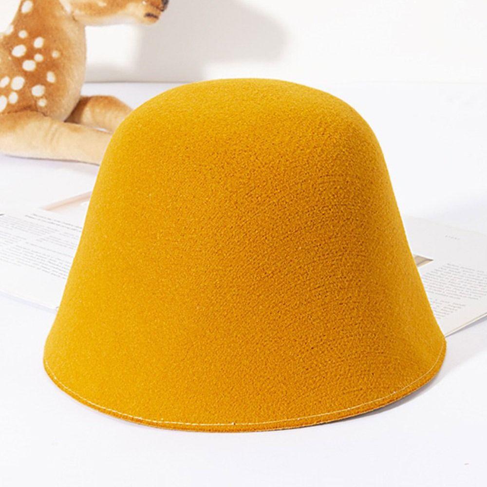 Wool Wool Fisherman Hat Solid Color Panama Hat Beanies Warm Caps  Women
