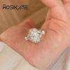 Wosikate Light Luxury Sparkling High Carbon Diamond Ring For Women Fashion Jewellery  Copper Plated Egg Shaped Zirconia Ring
