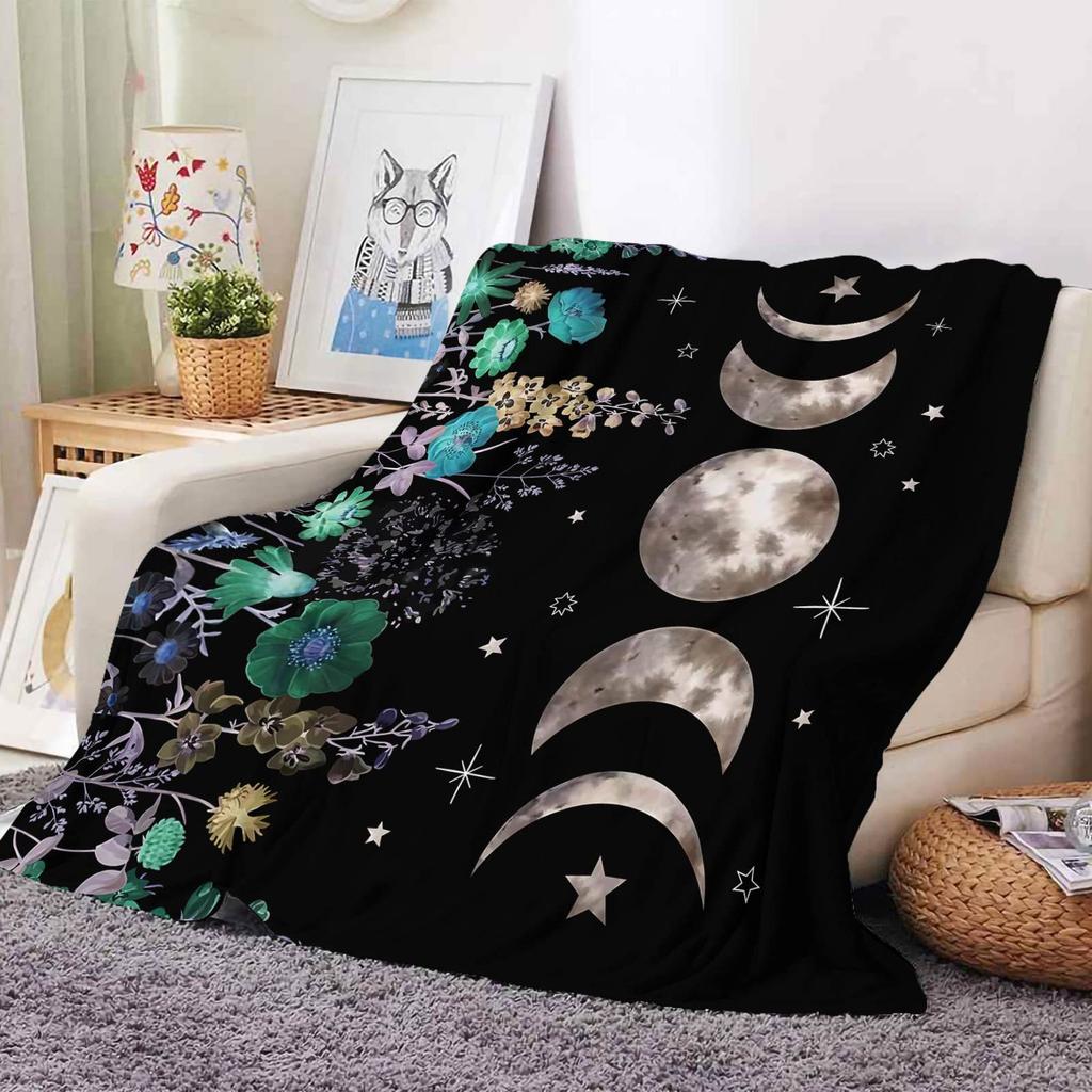 Moonlight Garden Blanket Grape Flower Surround Moon Star Flannel Blanket Bedroom Living Room Home Sofa Blanket