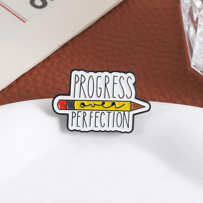 Xiaomi Creative Pencil Letter Progress Perfection Brooch Enamel Pins Teacher Encourage Quote Brooches Lapel Badge Teacher's Day Gifts