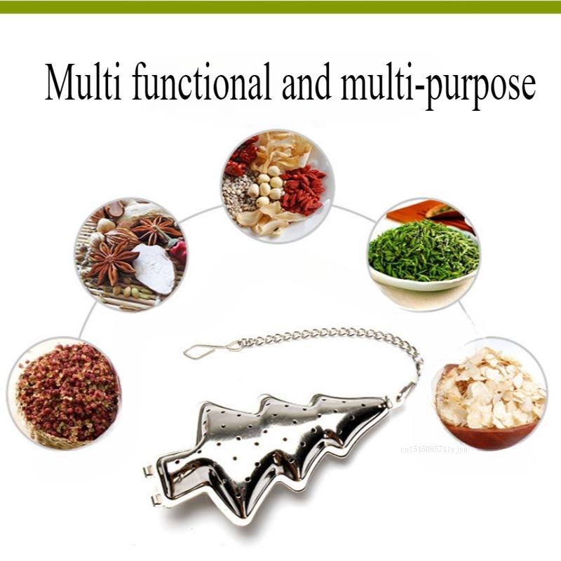 1pc Christmas Tree Tea Filter Stainless Steel Tea Leak Creative Christmas Party Tea Strainers Herb Spice Filter Kitchen Gadgets