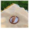 Waffle Tassel Picnic Blanket, Ins Style Breathable Linen Camping Mat, Decorative Beach Throw Blanket