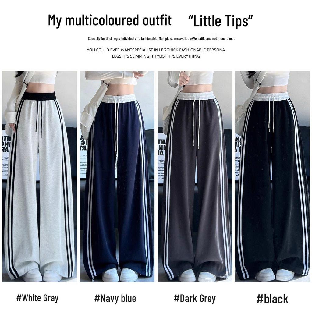 Southeast Asia Exclusive: Women's Retro Color Block Patchwork Sweatpants, Loose Wide-Leg, Lazy Style for Spring & Autumn