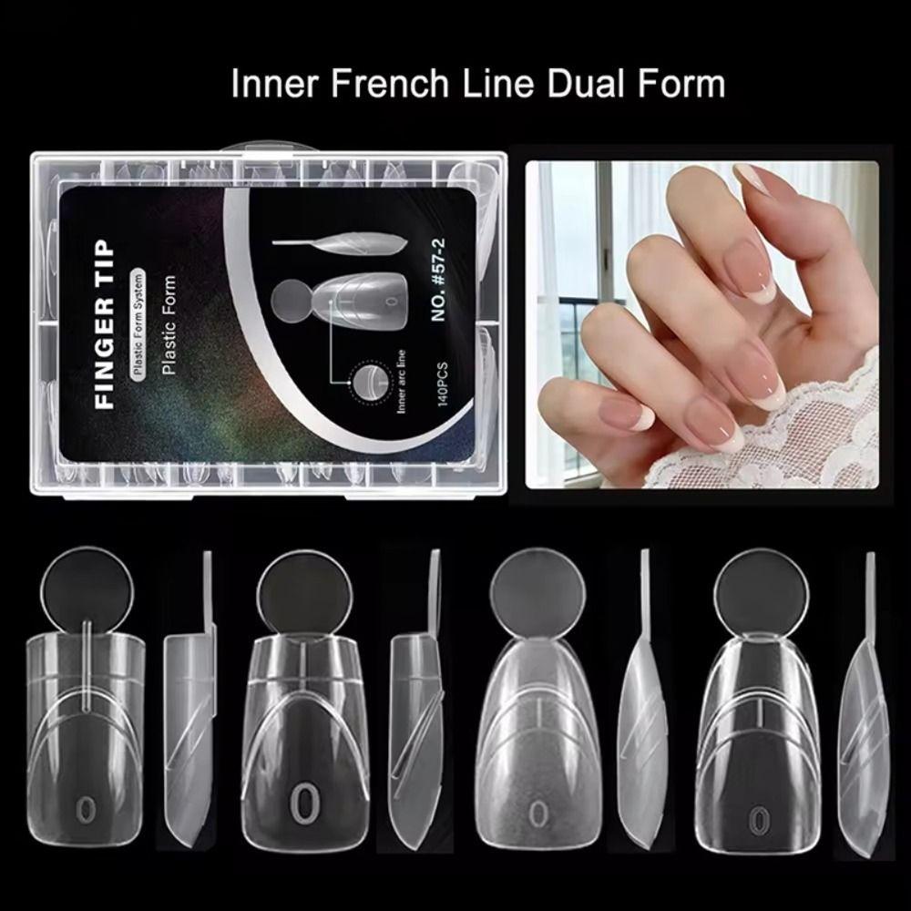 140PCS with Inner French Line French Nail Dual Forms 14 Sizes Acrylic Nail Art Mold Nail Art
