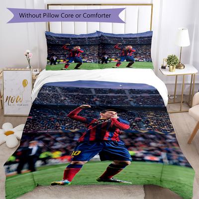 Messi Nevresim Takımı Nefes Alabilen Yorgan Kılıfı ve Yastık Kılıfları Yatak Odası Ev Dekorasyonu için Dekoratif Nevresim Doğum Günü Hediyesi